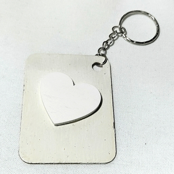 NEW Handmade Keychain Bag Tag! Italian Wood ArtDeco4. "I LOVE My Bag" Wood Heart - Picture 5 of 6